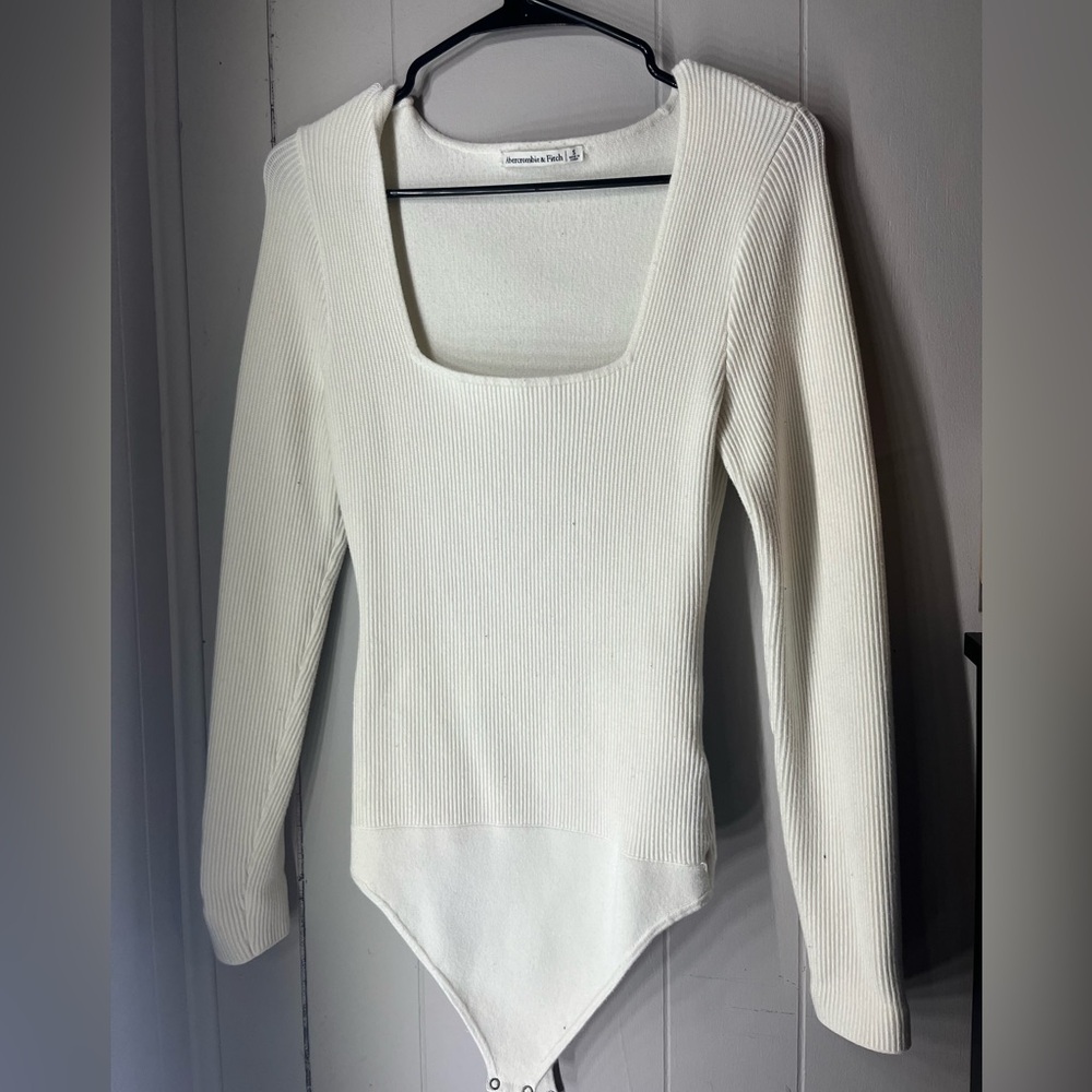 Abercrombie & Fitch Cream/White Long-sleeve Bodysuit